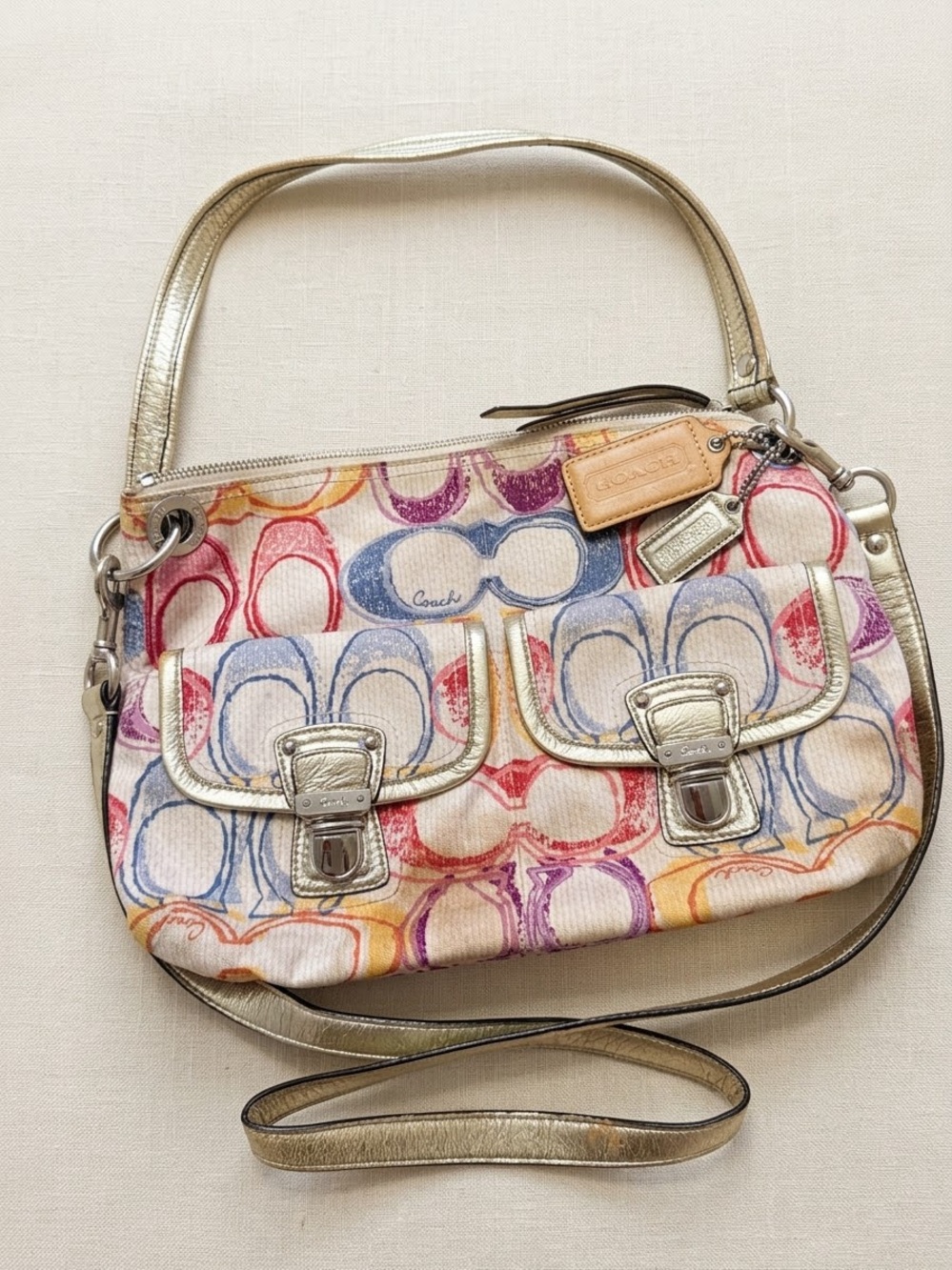 Vintage Y2K Coach Poppy "Dream C" Scribble Hippie Crossbody Shoulder Bag